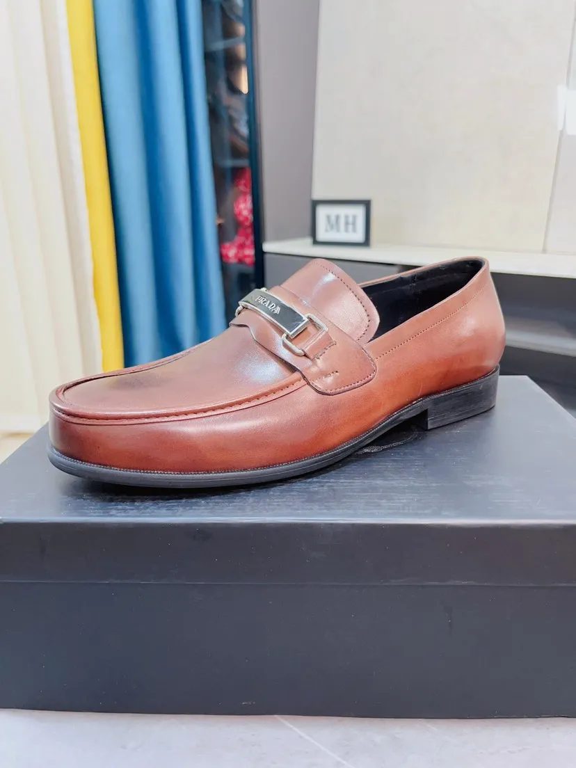 Men's shoes 💰540🌹🌹【PRADA Leather Shoes】Top purchasing agency Original imported Italian custom-made open-edge beaded cowhide leather surface, fully imported water-dyed breathable cowhide lining, original factory special molded sole super comfortable, size: 38-44